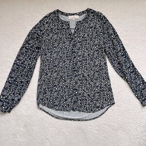 LOFT Mixed Media Floral Blouse